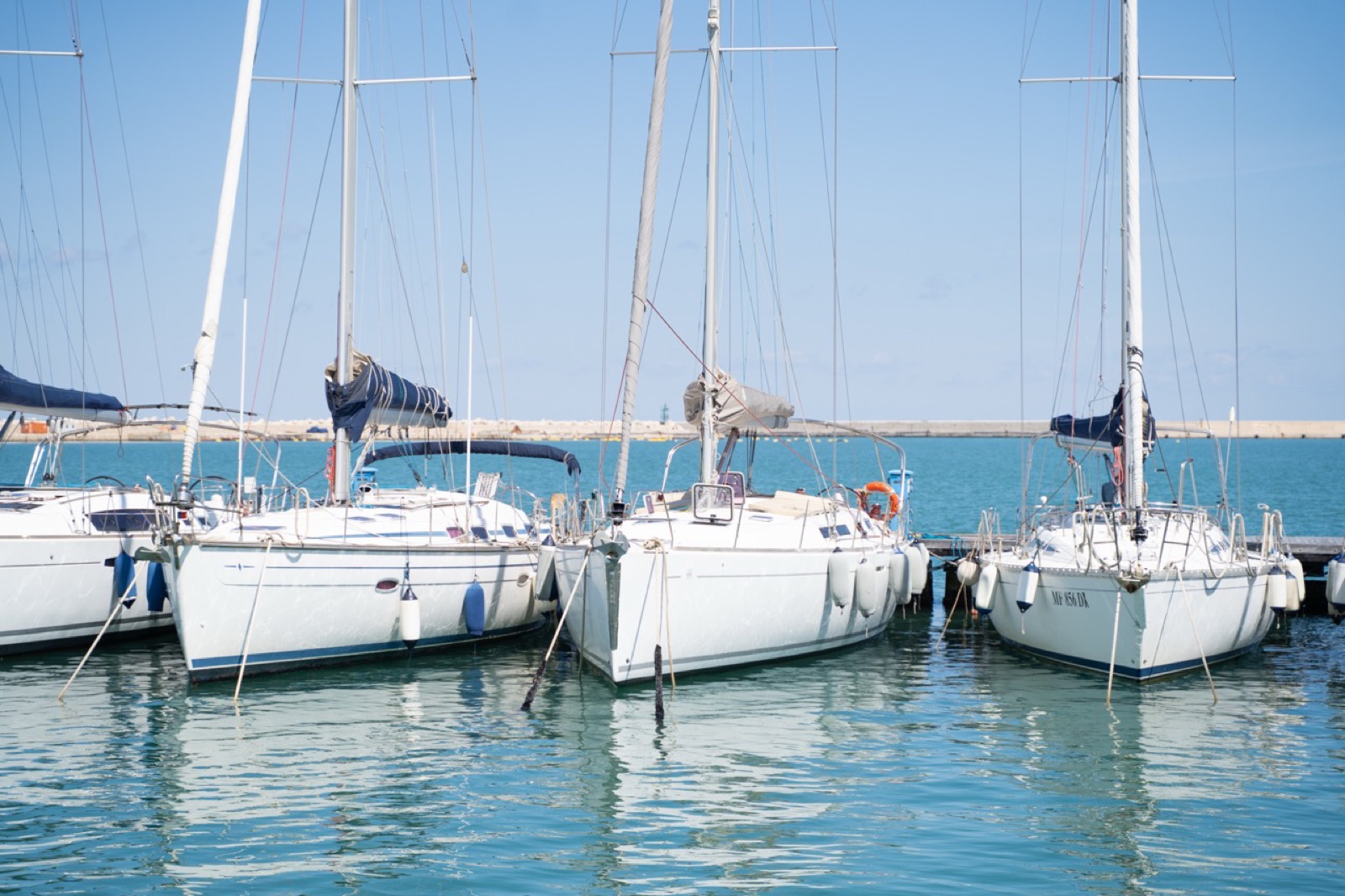 Barche a vela ormeggiate nel porto in una giornata di sole, Sail Away